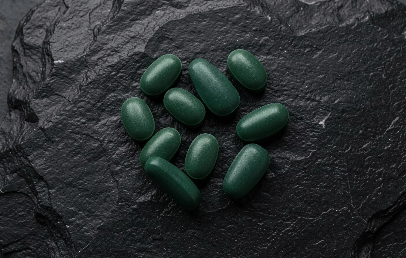 Mineral and vitamin compounds on dark surface